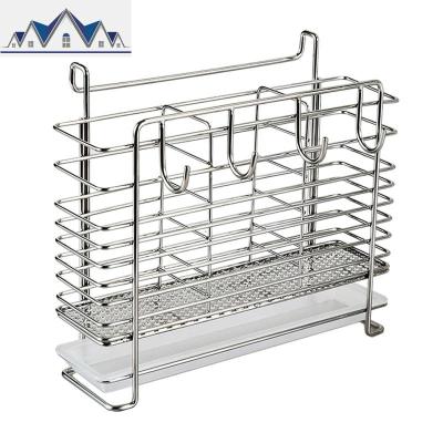 304不锈钢筷子筒厨房免钉笼餐具笼收纳/架带接水盘带挂钩碗架配件 三维工匠收纳层架