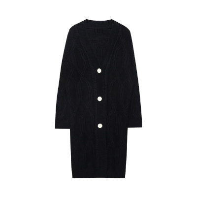 广赫针织衫开衫女春装新款韩版百搭中长款宽松慵懒风加厚外穿毛衣外套夹克