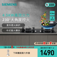 西门子 4.5kw 燃气灶 嵌入式天然气灶具 台式双灶 玻璃面板 熄火保护 ER77GA23MP