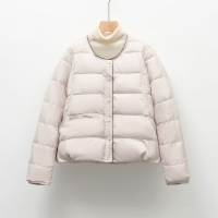 纯色短款长袖简约羽绒服女新款时尚圆领鸭绒秋冬外套