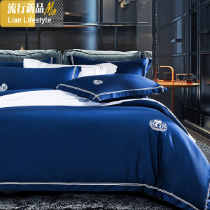 轻奢60支长绒棉四件套棉棉酒店简约北欧风床笠款床上用品套件 三维工匠