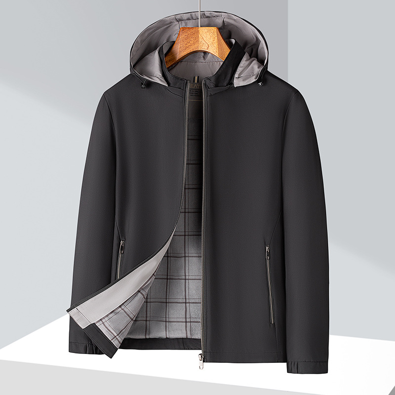 爸爸连帽可卸加棉夹克男秋冬季新款中年商务行政保暖男士外套