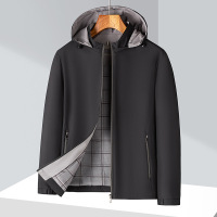 爸爸连帽可卸加棉夹克男秋冬季新款中年商务行政保暖男士外套