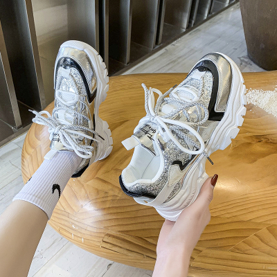 枫述老爹鞋女漆皮网红ins潮2022春季新款增高厚底洋气港风运动鞋