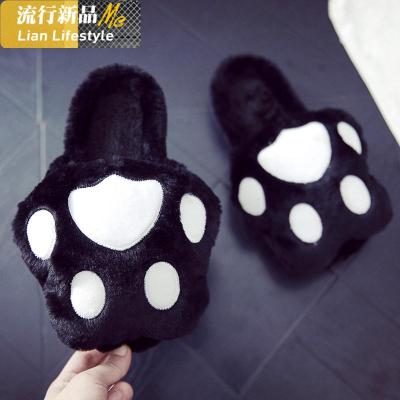 韩版棉拖鞋女士冬季可爱居家防滑厚底毛毛绒情侣室内家居拖鞋冬天知义(ZHIYI)