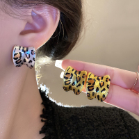 复古豹纹几何耳钉女2024新款耳环轻奢高级感ins冷淡风耳饰送女朋友老婆情人节七夕生日礼物