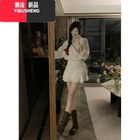 YIBUSHENG大码赫本风假两件连衣裙女季收腰显瘦衬衫裙胖mm辣妹包臀短裙子