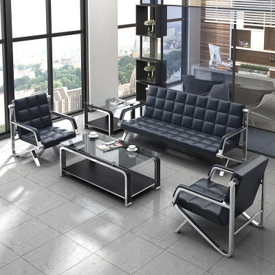 绵冠办公沙发茶几组合现代简约钢架沙发商务沙发接待沙发