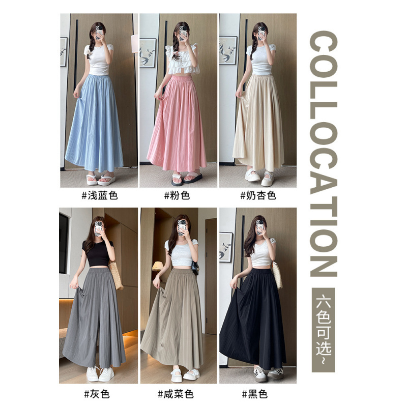 杏色山本裙裤女夏季2026新款高腰显瘦垂感a字半身裙冰丝阔腿裤裙