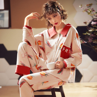 南极人2025年新款清新纯棉睡衣女款长袖大码春秋秋冬季家居服套装