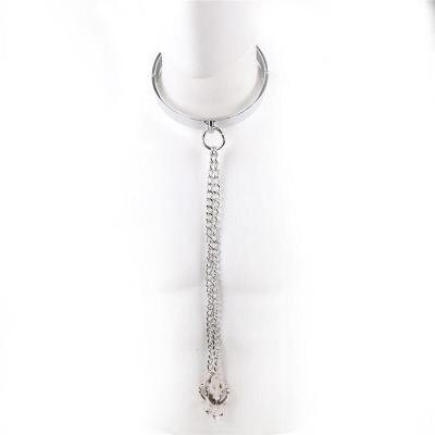 桃色缘 金属 不锈钢乳夹牵引链项圈狗链颈套 sm夫妻情趣用品男女用器具SM另类游戏成人性 插扣女款带乳夹金属颈套项圈