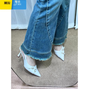 聚范皮版~24早秋季新款女鞋黑色尖头小猫跟高跟鞋单鞋通勤百搭凉鞋