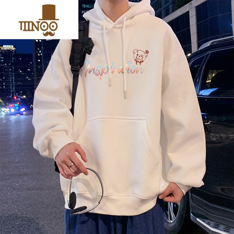 YANXU美式卫衣男2023新款高街涂鸦连帽长袖男生秋装上衣服外套
