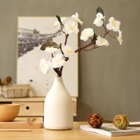 日式禅意家居饰品手工花插装饰摆件黑白色陶瓷花瓶三件套樱花套装 三维工匠 套装5