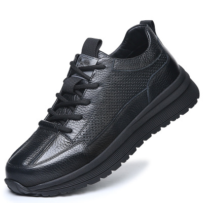 秋季新款男士休闲运动鞋头层牛皮真皮男鞋跑鞋防滑橡胶舒适鞋