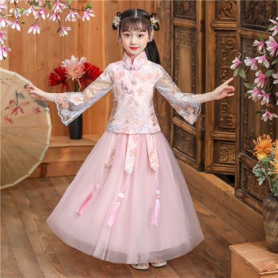 佐欧雅2020儿童汉服女中国风古装女童夏装民国小女孩旗袍唐装古筝礼服夏
