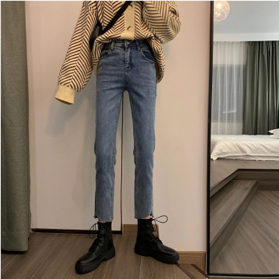 广赫春秋复古高腰弹力百搭直筒梨形身材牛仔裤女修饰腿型不显跨阔腿裤牛仔裤