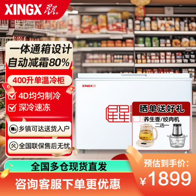 星星(XINGX)400升 商用冰柜冷藏保鲜强劲冷冻超市便利店大容量节能省电家商两用单温冷柜 BD/BC-400R