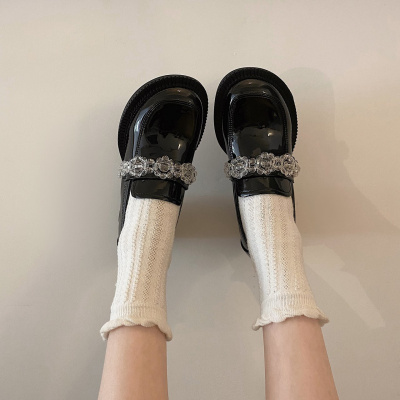 苏芈小皮鞋女2021新款春季百搭韩版粗跟复古玛丽珍学院风冰花乐福鞋潮