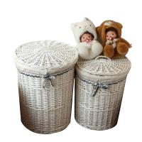美帮汇脏衣服收纳筐脏衣篮 藤编收纳筐田园储物箱洗衣篮脏衣篓