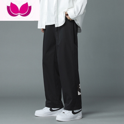 七斓港风印花裤子男士宽松直筒2023春季网红高街学生潮流百搭休闲长裤