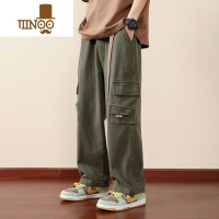 YANXU直筒工装男士休闲夏季款宽松潮牌痞帅美式高街阔腿长裤子
