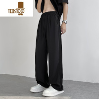 YANXU冰丝休闲西裤男士夏季薄款青少年设计感宽松大码阔腿直筒西装裤子