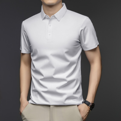 2025夏装新款男装商务短袖上衣含桑蚕丝衬衣衬衫男衣