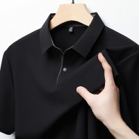 2025夏季新款男士弹力短袖T恤polo衫两粒扣休闲翻领短袖T恤衫