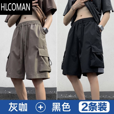 HLCOMAN机能风工装短裤男夏季薄款美式潮牌宽松五分裤子胖子大码休闲中裤