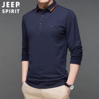 JEEP SPIRIT春秋新款长袖T恤休闲商务百搭中青年纯棉POLO衫男上衣