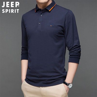 JEEP SPIRIT春秋新款长袖T恤休闲商务百搭中青年纯棉POLO衫男上衣