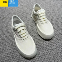 聚范帆布男鞋2024新款秋季透气欧洲站潮牌一脚蹬透气懒人英伦休闲白鞋