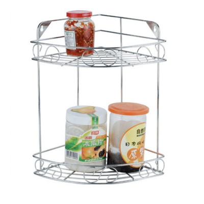 厨房多层收纳架不锈钢置物架子落地式家用桌面台面转角调料架刀架 敬平 角架一体款不锈钢本色厨具