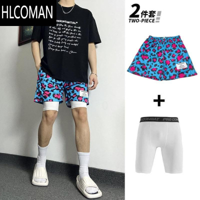 HLCOMAN潮牌美式豹纹短裤男不过膝宽松休闲四分裤夏季运动速干透气篮球裤