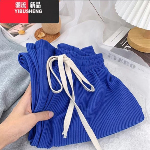 YIBUSHENG时尚雪尼尔阔腿裤2023春季网红同款休闲外穿女显瘦显高直筒裤
