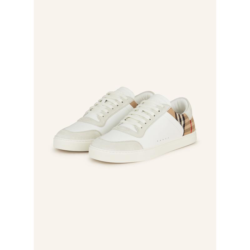 博柏利(BURBERRY)高帮跑鞋意大利工艺小牛皮拼接透气减震防滑运动