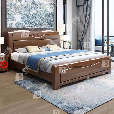居将 JJ4022919 胡桃木实木床1.8米双人床