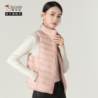 啄木鸟轻薄羽绒马甲女2024冬季新款立领韩版背心短款百搭外穿内胆