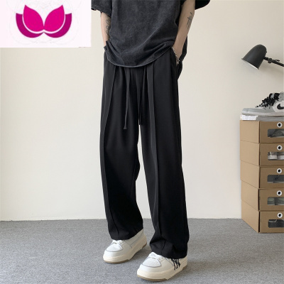 七斓冰丝裤子男夏季潮流高街垂感阔腿裤潮牌百搭宽松直筒男生休闲西裤