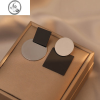 JiMi轻奢复古法式几何抽象耳环冷淡风撞色不对称金属感耳饰蚊香盘耳夹