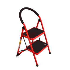 好企来 碳钢 2步圆扶手钢管梯 红 BY—0045 1米/架