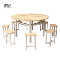渭星餐桌学校食堂小吃店快餐桌椅饭堂橡木色圆桌1200*750含椅