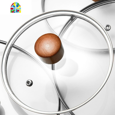 通用可视钢化玻璃锅盖16 18 20 22 24 26CM炒锅汤锅蒸锅盖 FENGHOU 28cm木滴锅盖