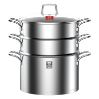 康巴赫(KBH)蒸锅304不锈钢欧式蒸锅三层蒸锅28cm电磁炉燃气灶通用