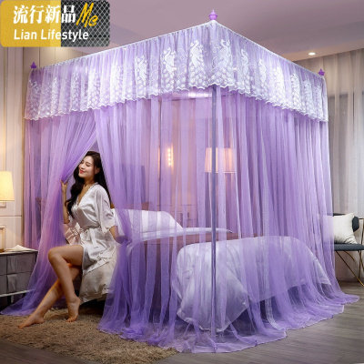 蚊帐公主风家用1.8m床宫廷三开落地支架2米1.5床纱床幔加密加厚 三维工匠