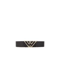 阿玛尼(EMPORIO ARMANI)女士黑色徽标腰带可调节设计时尚百搭牛剖