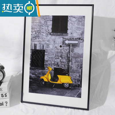 敬平简约铝合金相框挂墙a3画框定制海报框任意尺寸a4拼图框a2装裱框架 LY006 圆面黑色 A3营业(29.7X42)