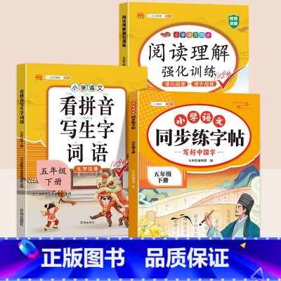 同步练字帖+看拼音写词语+阅读理解 二年级下 [正版]五年级下册语文同步练字帖人教版写好中国字小学每日一练小学生英语衡水