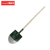 爱新优 锰钢淬火尖头铲尖锹铁铲圆头铲 大号 带木柄把 (把)